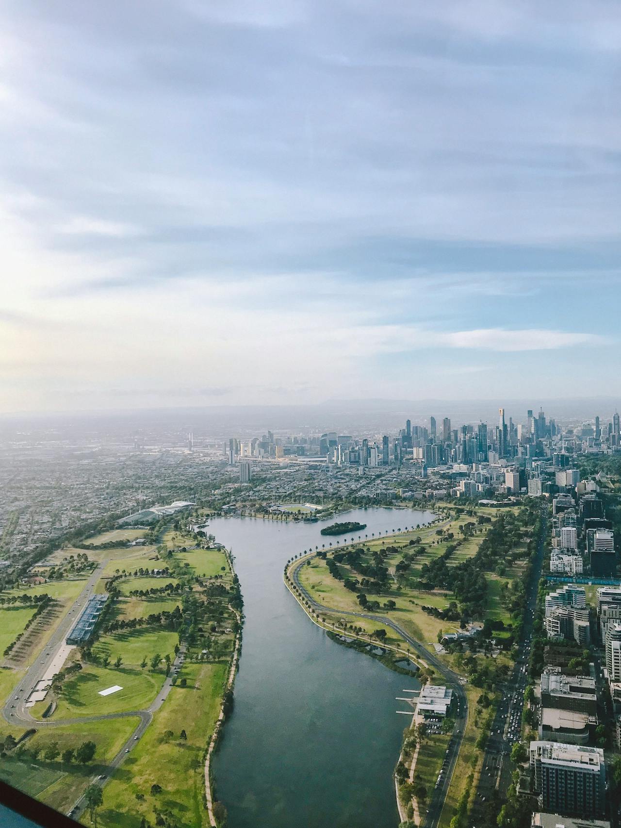 birds eye view of Australian city